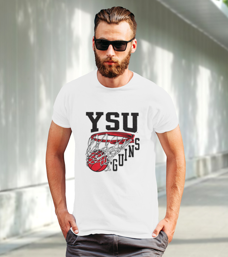 YSU Guins Basketball Hoop Retro T-Shirt