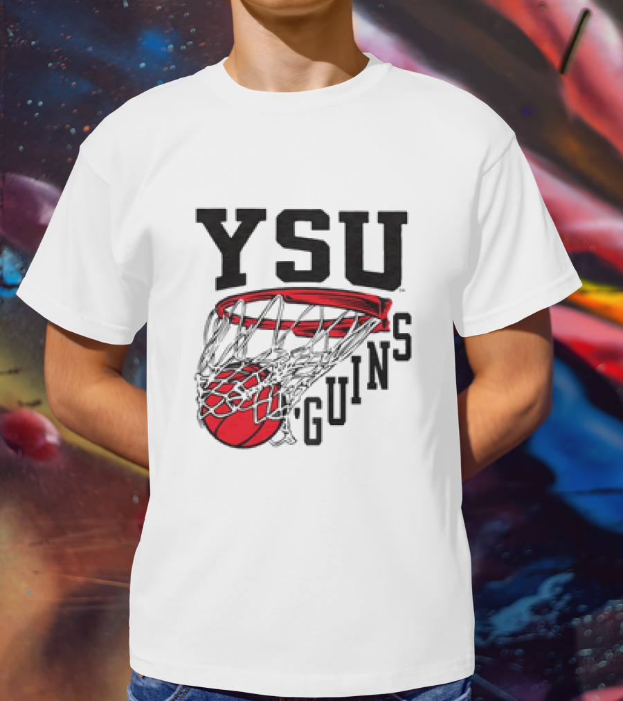 YSU Guins Basketball Hoop Retro T-Shirt