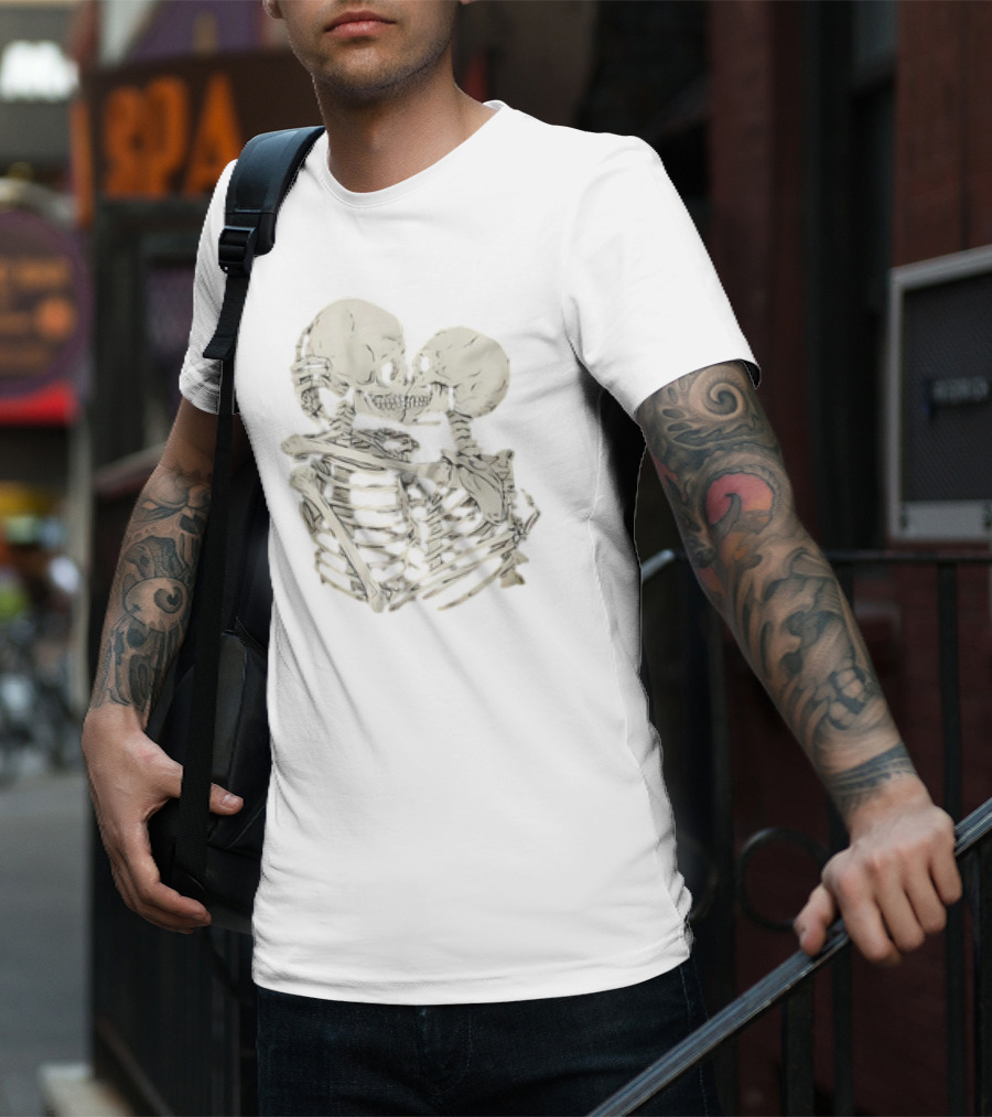 Skeletons Kissing Embrace T-Shirt