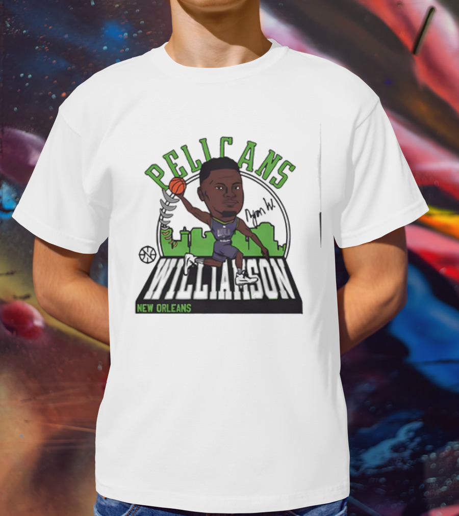 Pelicans New Orleans Zion Williamson Signature Caricature T-Shirt