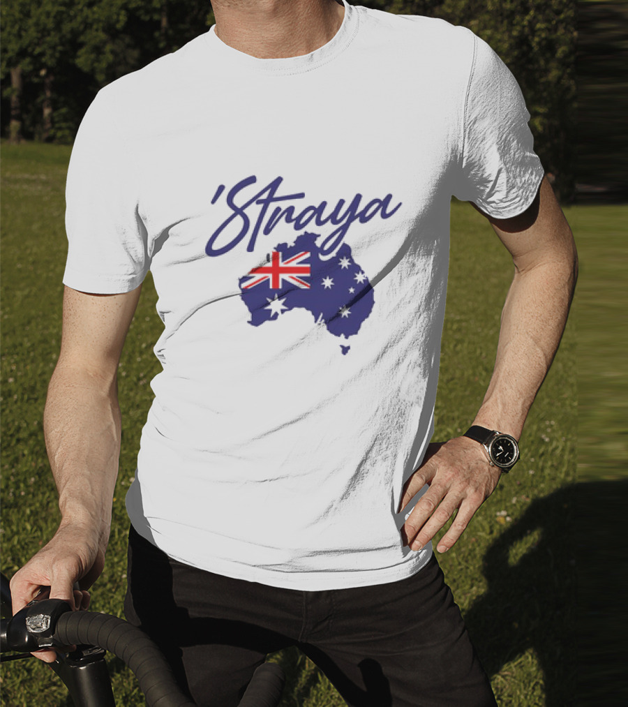 Straya Aussie Map With Australian Flag And Stars T-Shirt