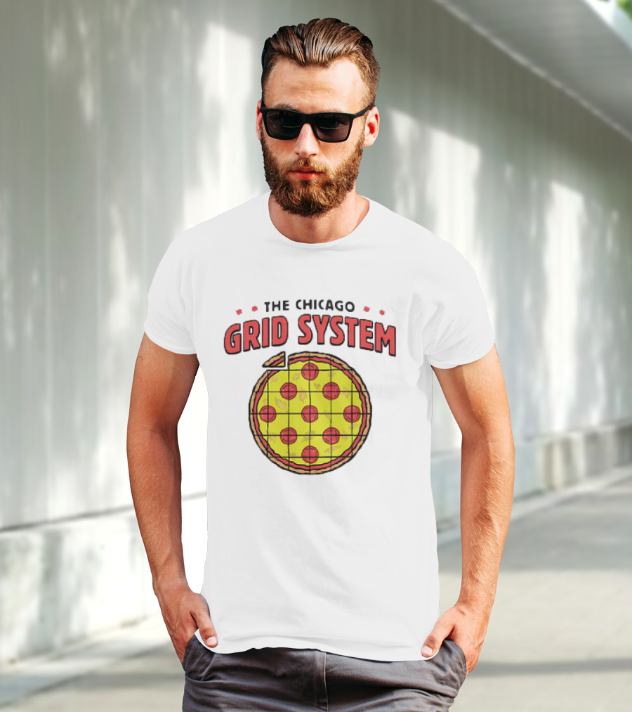 The Chicago Grid System Pizza Slice T-Shirt
