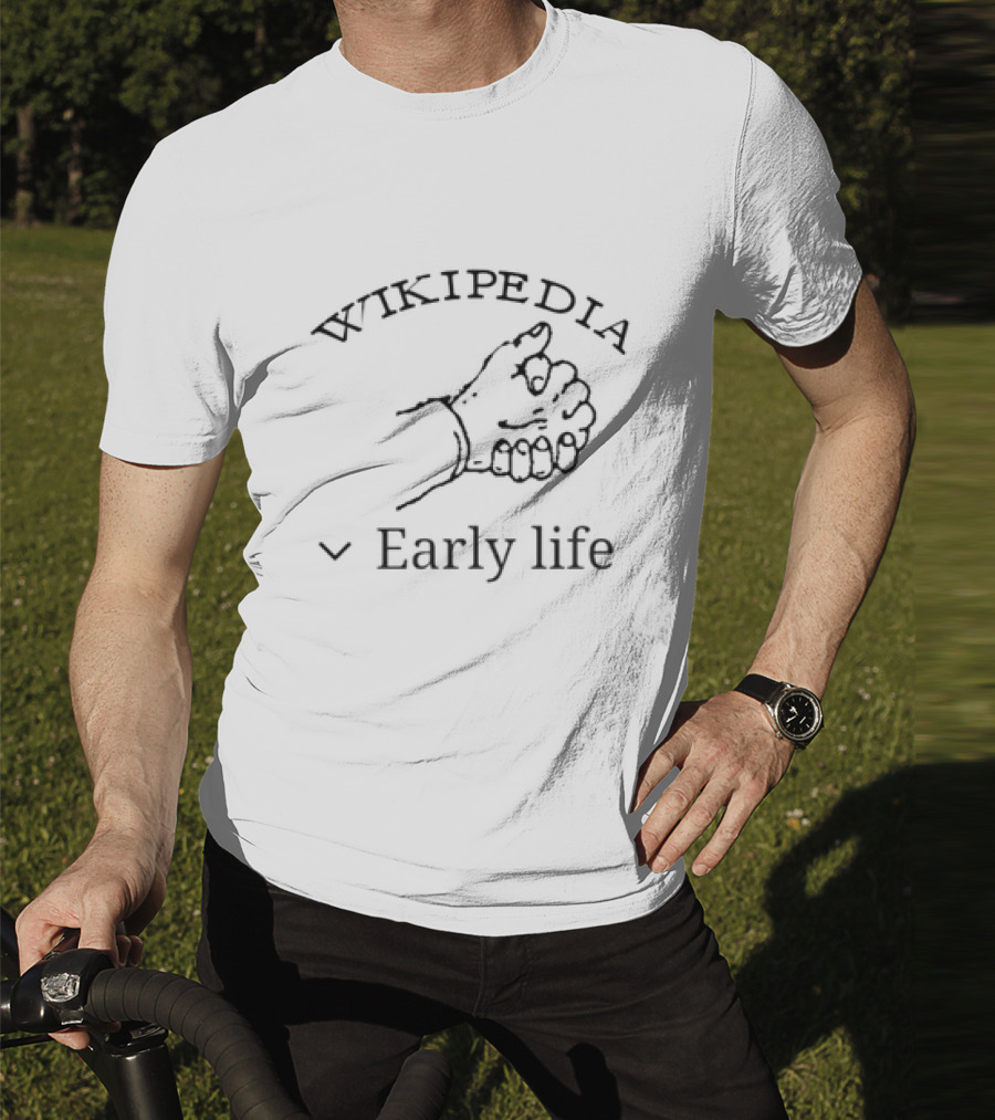 Wikipedia Early Life Open Hand Sign T-Shirt