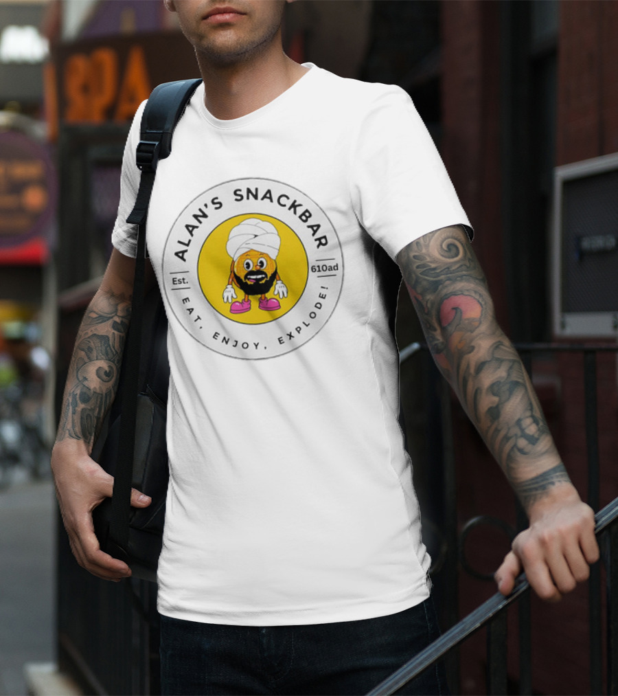 ALAN'S SNACKBAR EST. 610AD EAT, ENJOY, EXPLODE T-Shirt