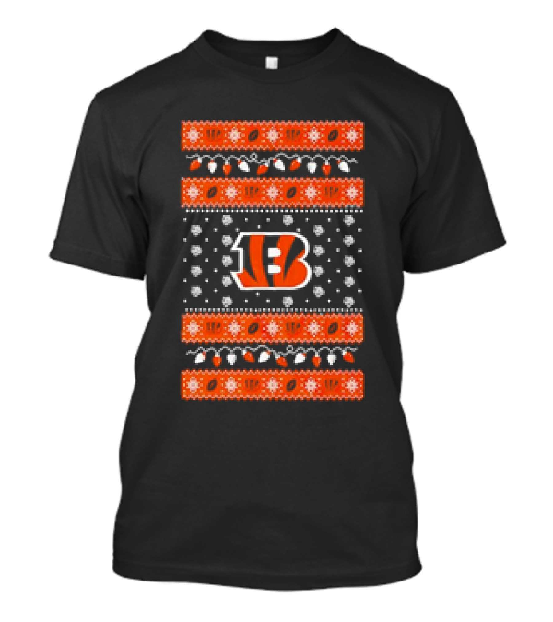 Cincinnati Bengals Holiday Lights Ugly Christmas T-Shirt