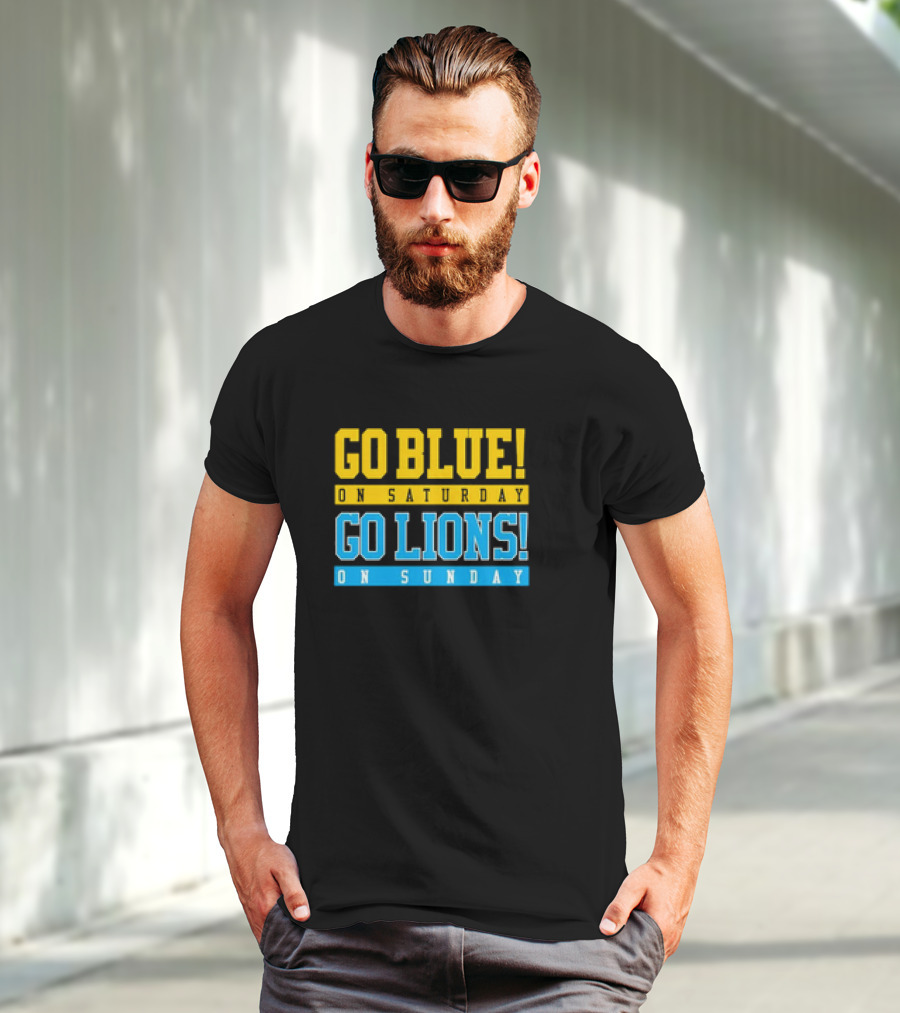 Go Blue Go Lions Michigan Wolverines Detroit Lions Fan Gear T-Shirt