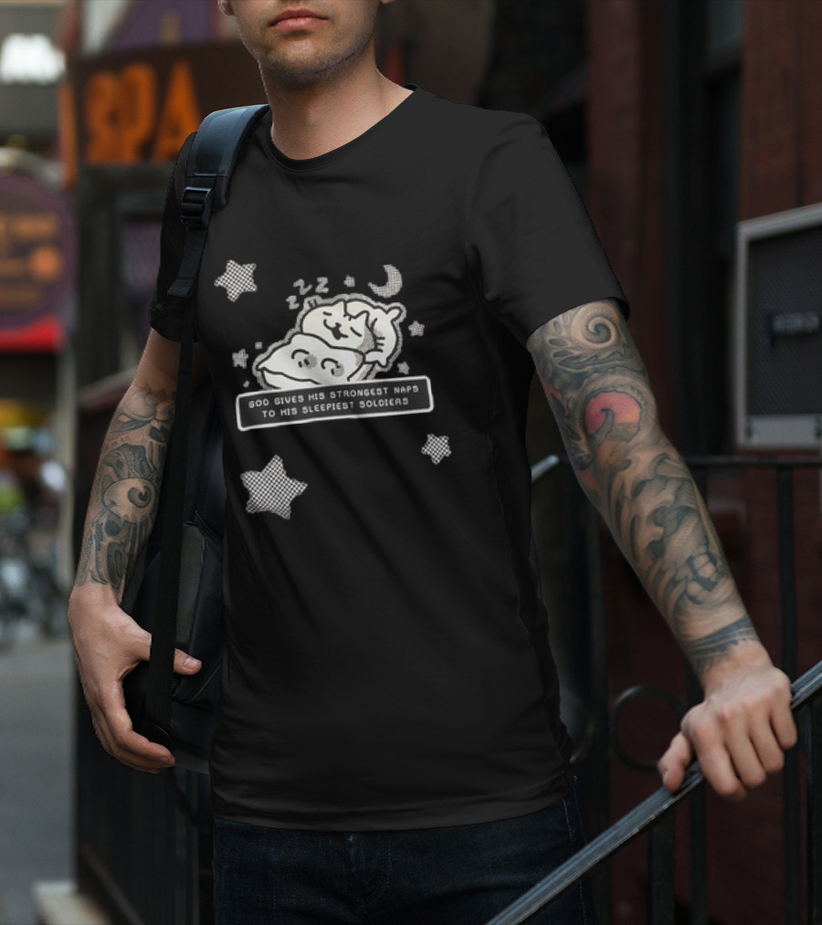 Strongest Naps Sleepiest Soldiers God Pillow Cuddles Moon Stars T-Shirt