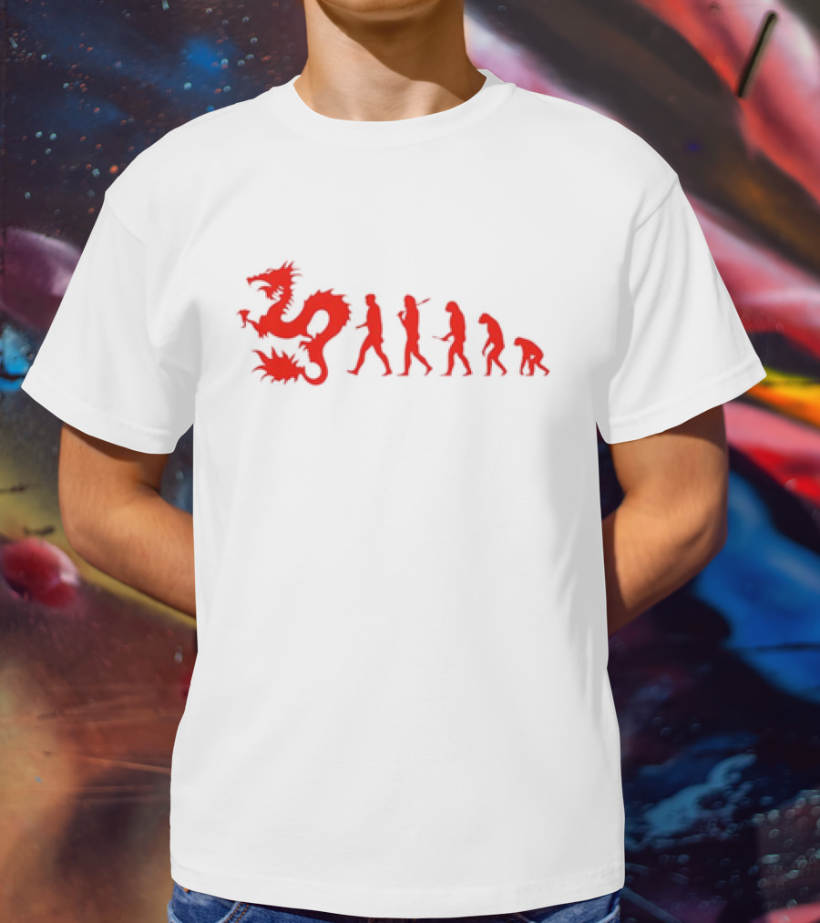 Dean Blunt Evolution With Red Dragon And Human Figures Progression T-Shirt