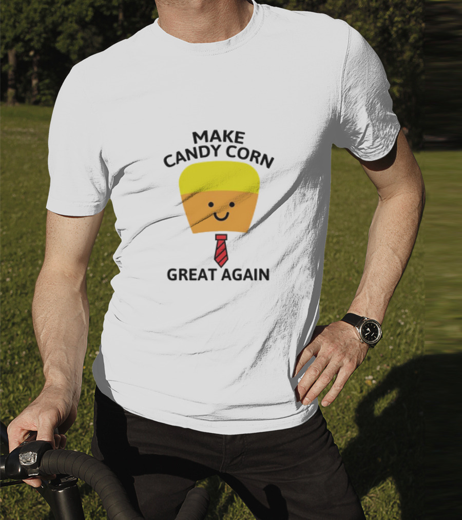 MAKE CANDY CORN GREAT AGAIN Candy Corn Face With Yellow Hair And Red Tie T-Shirt