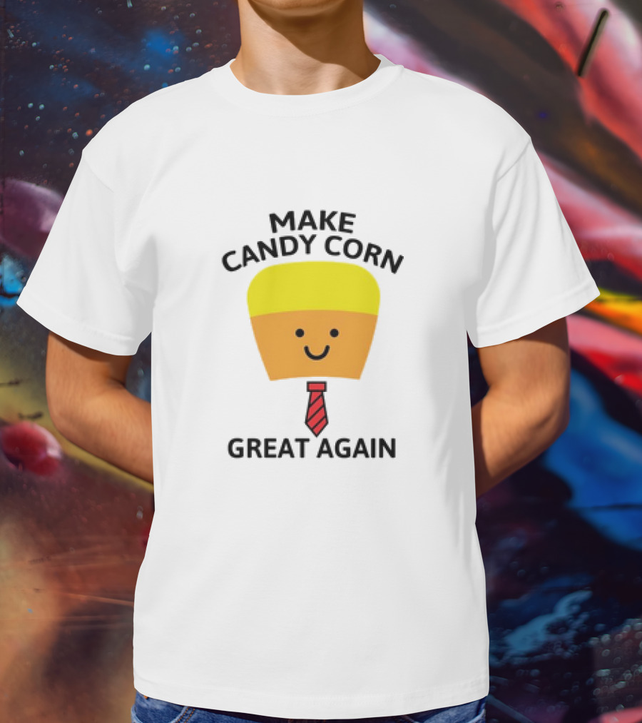 MAKE CANDY CORN GREAT AGAIN Candy Corn Face With Yellow Hair And Red Tie T-Shirt