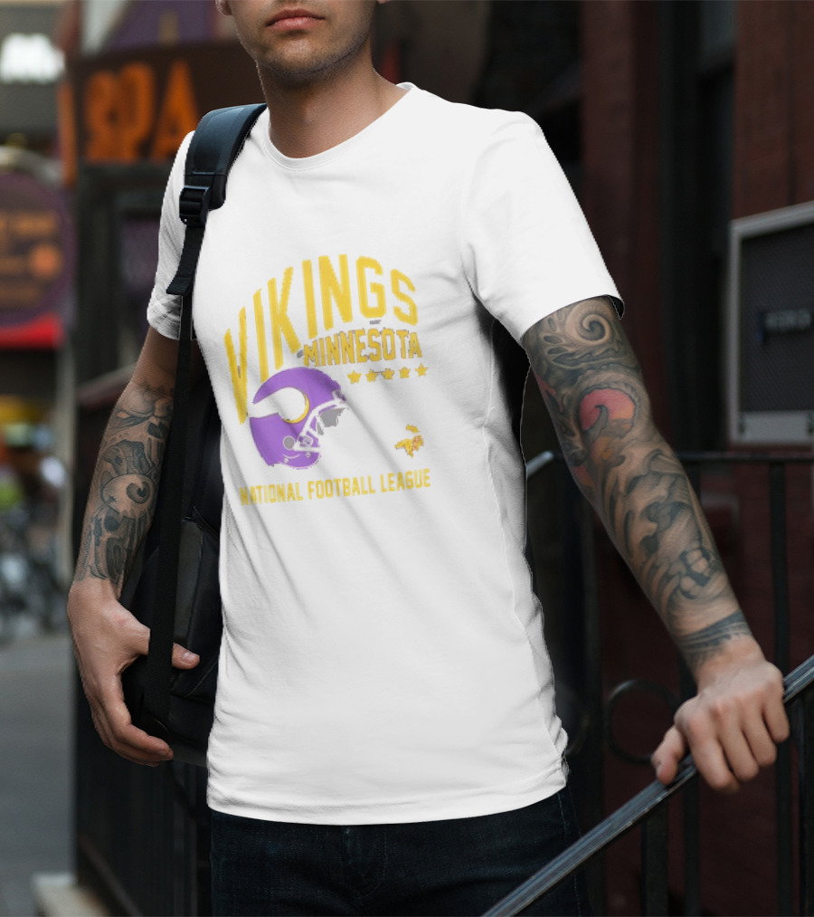 Minnesota Vikings National Football League Helmet Stars T-Shirt
