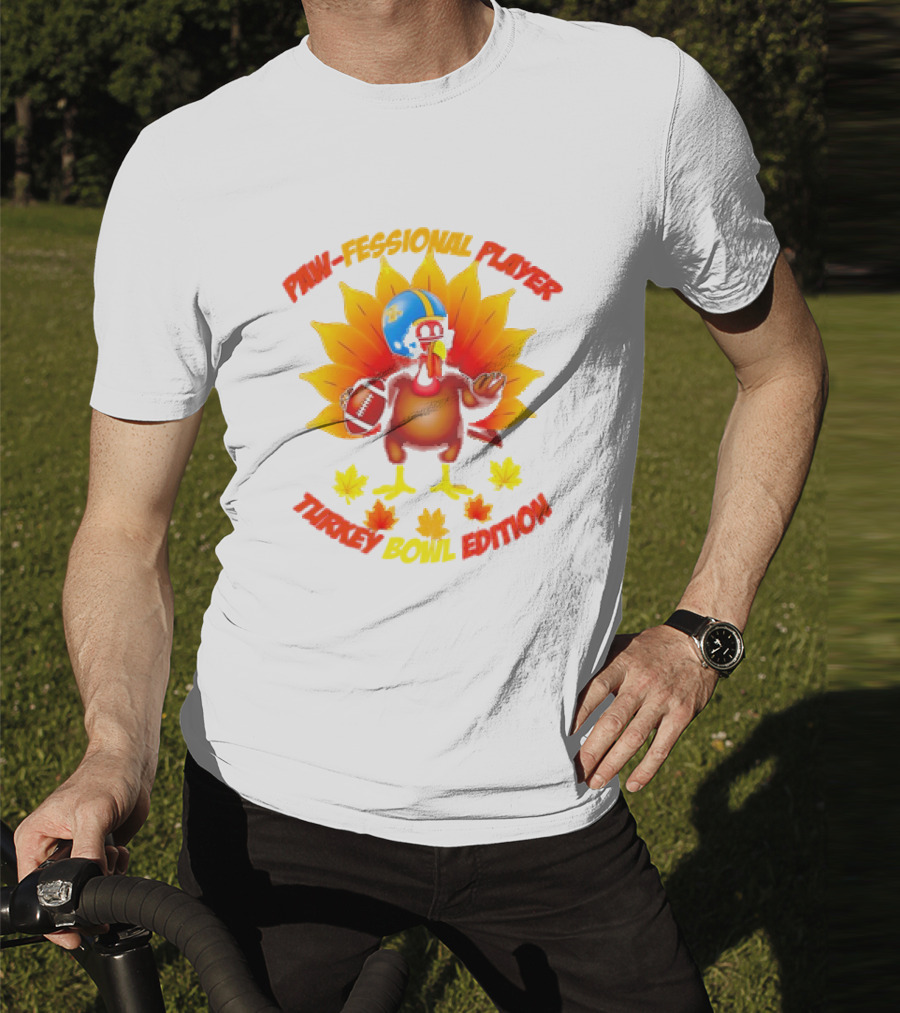 Paw-fessional Player Turkey Bowl Edition Football Helmet Maple Leaves T-Shirt