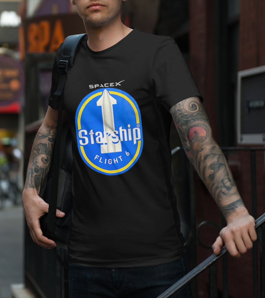 SpaceX Starship Flight 6 Emblem With Rocket T-Shirt