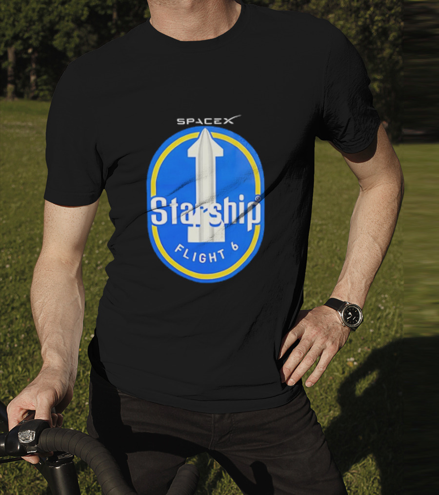 SpaceX Starship Flight 6 Emblem With Rocket T-Shirt