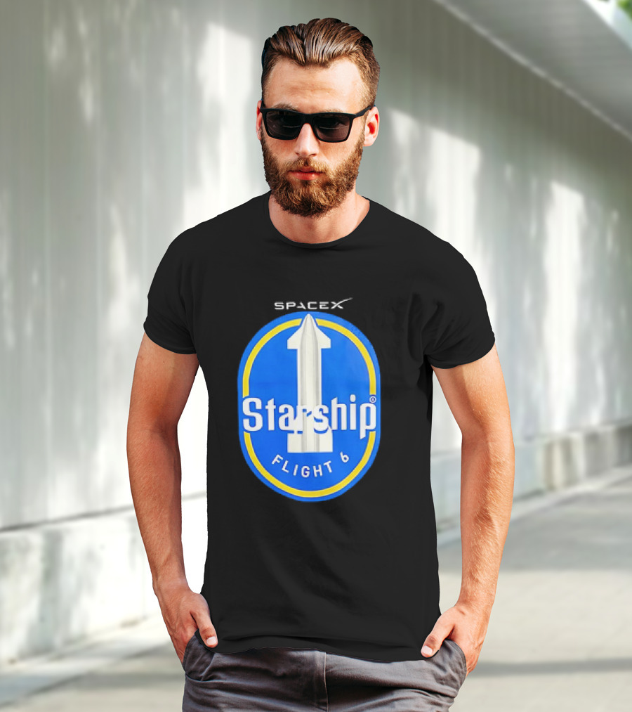 SpaceX Starship Flight 6 Emblem With Rocket T-Shirt