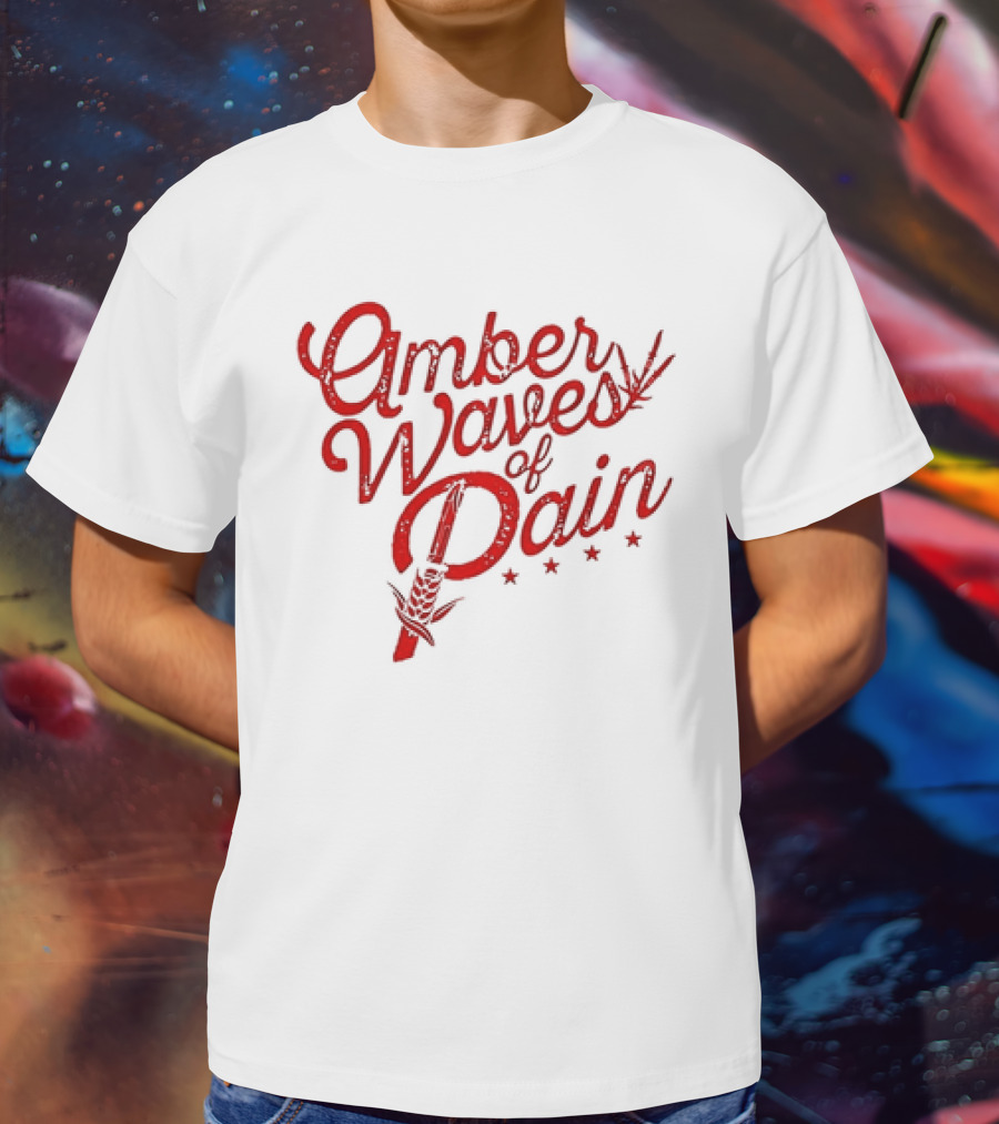 Amber Waves Of Pain Farm Style Red Barn And Wheat T-Shirt