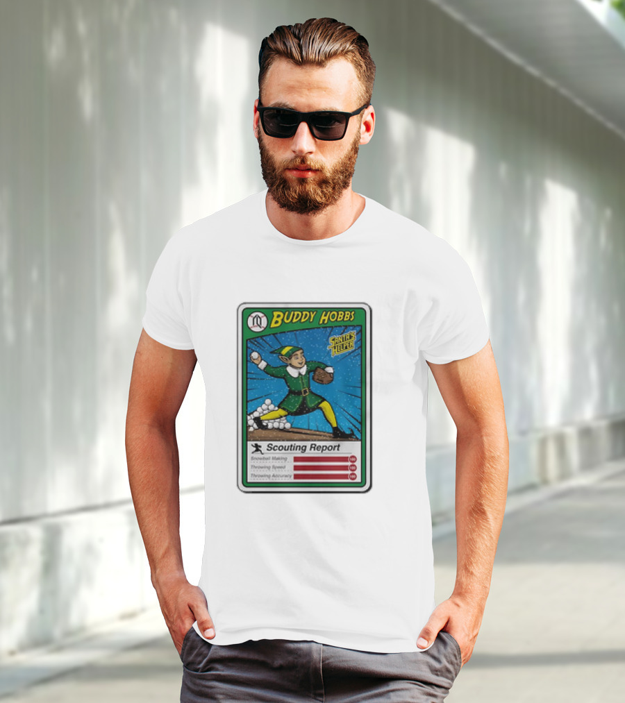 Buddy Hobbs Santa’s Helper Scouting Report Snowball Making Throwing Speed Accuracy T-Shirt