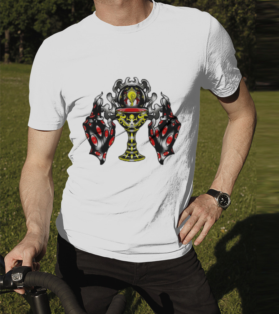 Chalice Hands Classic Red And Black Flame T-Shirt