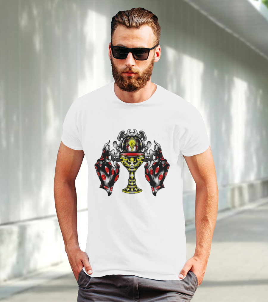 Chalice Hands Classic Red And Black Flame T-Shirt