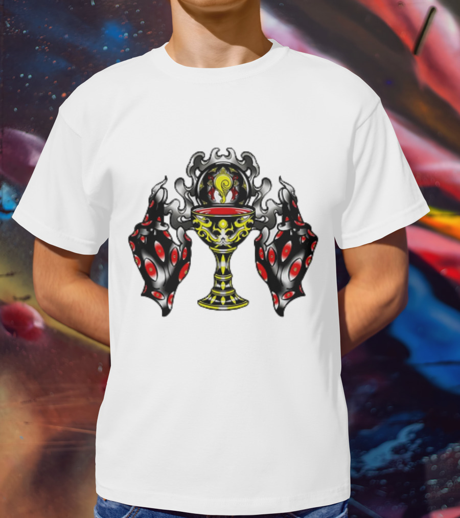 Chalice Hands Classic Red And Black Flame T-Shirt