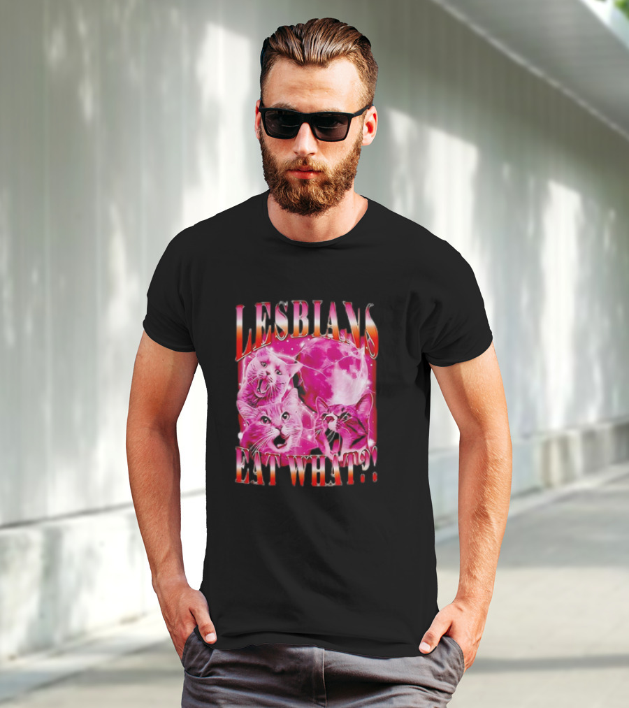 LESBIANS EAT WHAT CAT MOON TRIO VIBRANT PINK T-Shirt