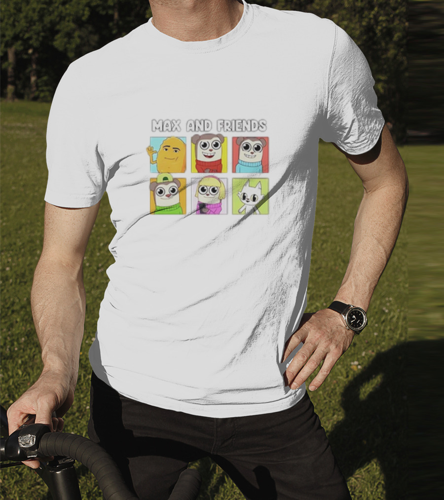 MAX AND FRIENDS YELLOW BLUE RED GREEN PURPLE CHARACTERS T-Shirt
