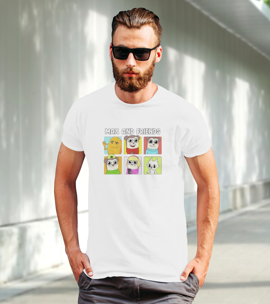 MAX AND FRIENDS YELLOW BLUE RED GREEN PURPLE CHARACTERS T-Shirt
