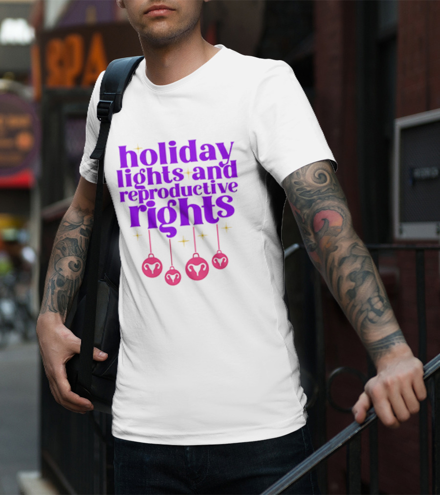 Holiday Lights And Reproductive Rights Ornaments With Symbols T-Shirt