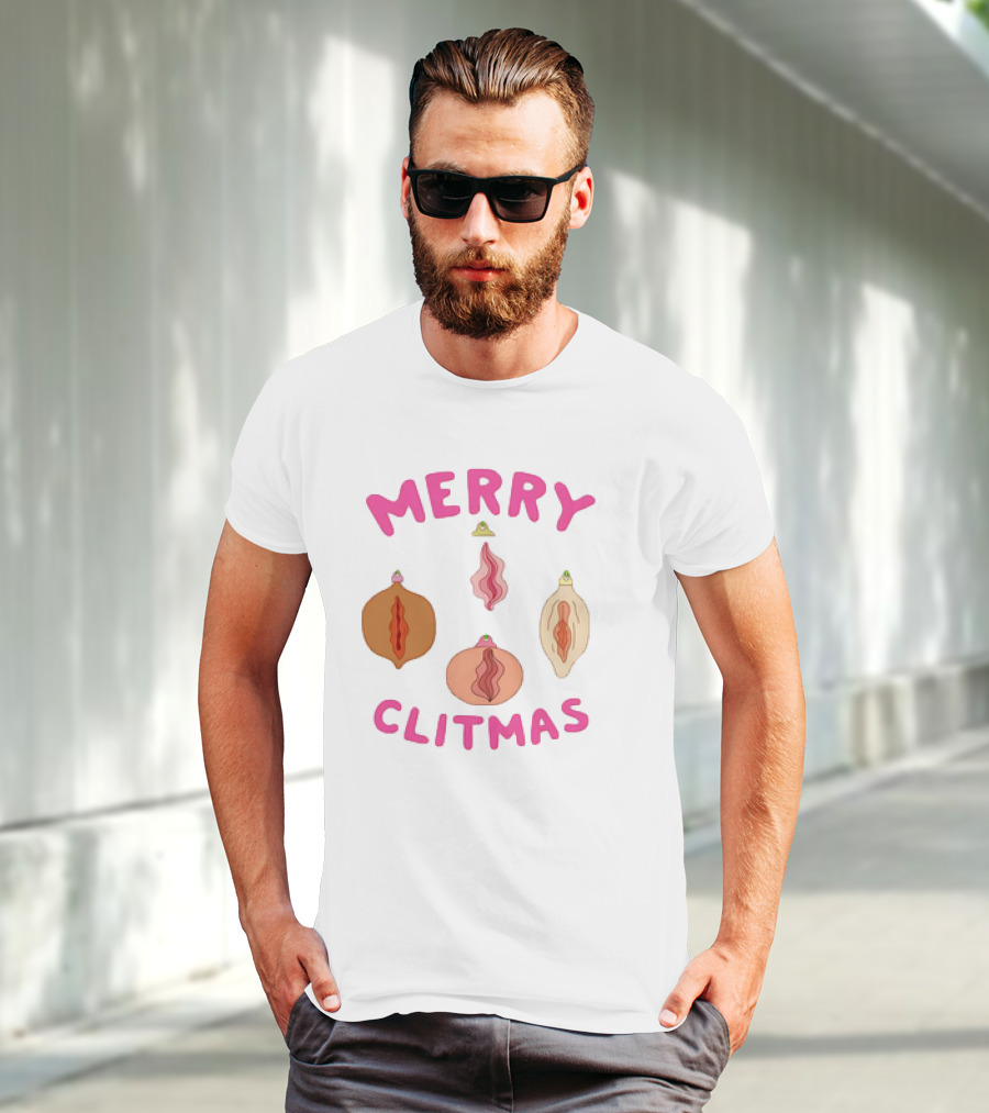 Merry Clitmas Christmas Vagina Ornaments With Santa Hat Decor T-Shirt