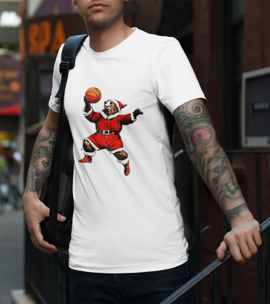 Santa Bear Basketball Holiday T-Shirt