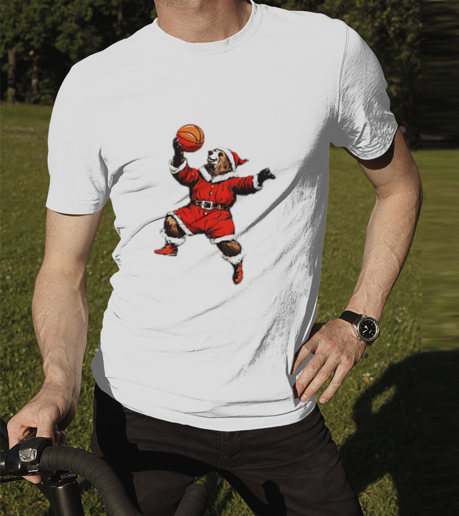 Santa Bear Basketball Holiday T-Shirt
