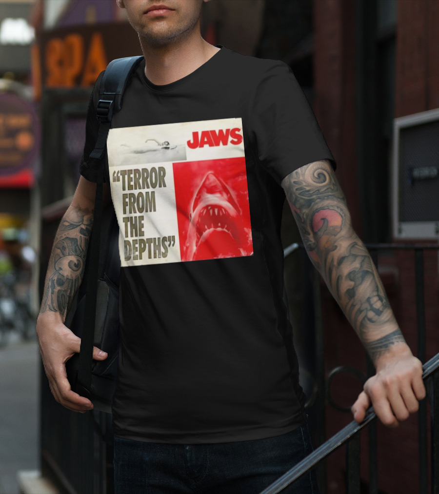 Jaws Terror From The Depths Retro Classic Movie Iconic Shark Attack Scene T-Shirt
