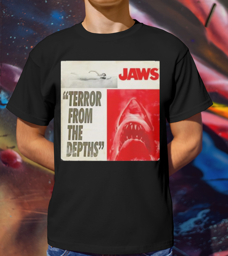 Jaws Terror From The Depths Retro Classic Movie Iconic Shark Attack Scene T-Shirt