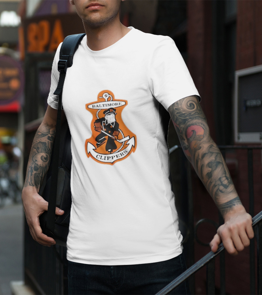 Baltimore Clippers 1962 Retro Style AHL Logo Orange Anchor T-Shirt