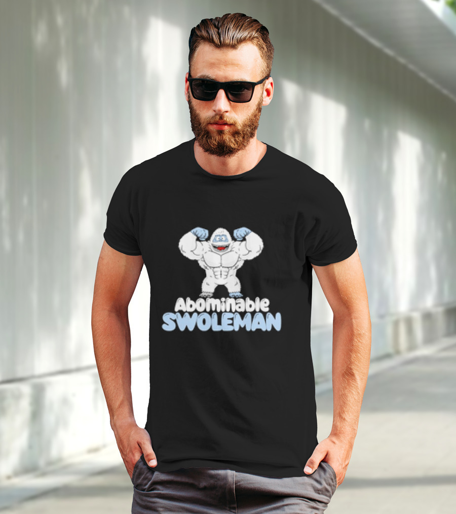 Abominable Swoleman Flexing Cartoon Yeti Meme T-Shirt