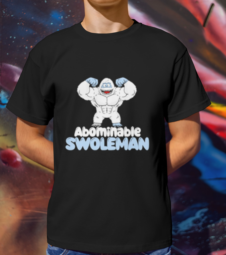 Abominable Swoleman Flexing Cartoon Yeti Meme T-Shirt