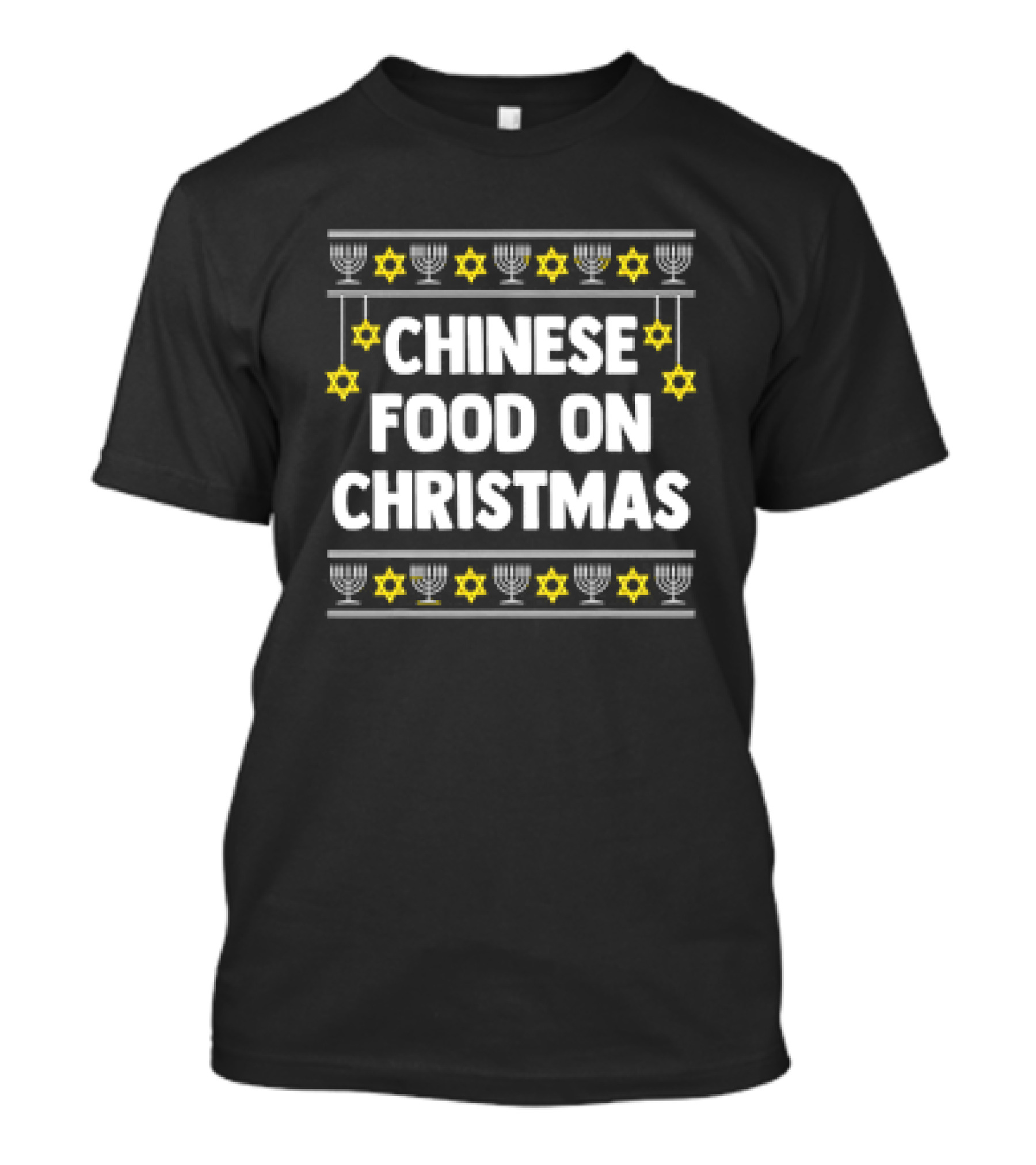 Chinese Food On Christmas Hanukkah Jewish Menorah Stars T-Shirt