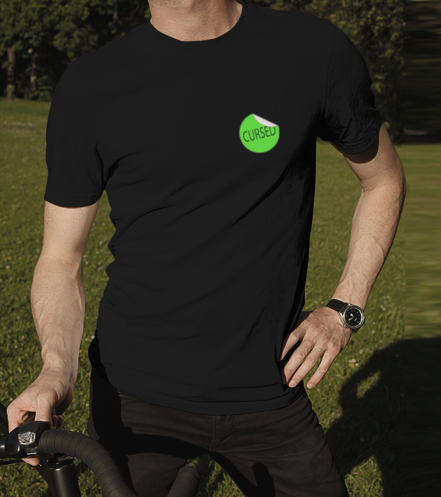 Danhausen Cursed Sticker Green Cursed Text T-Shirt