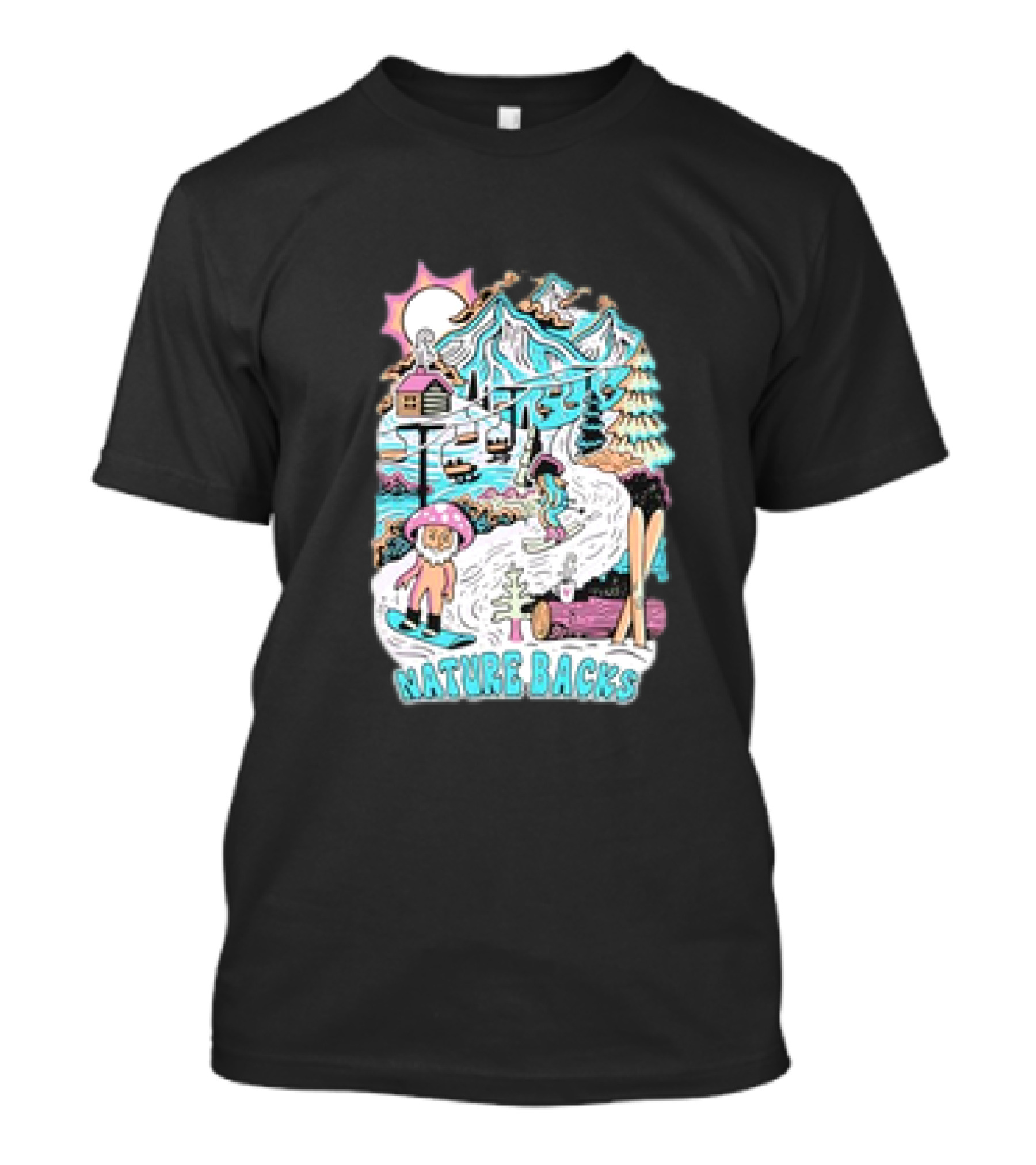 Nature Backs Mountain Cabin Adventure In Winter Wonderland T-Shirt