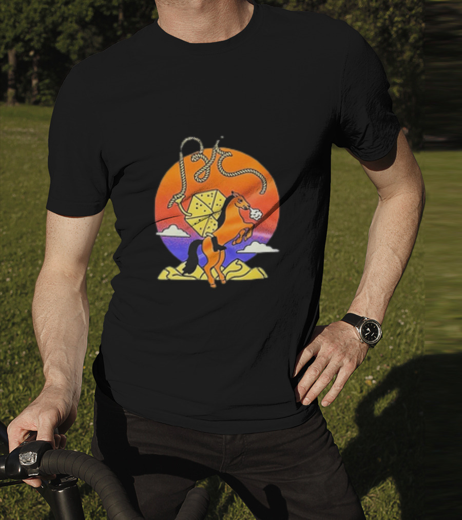 The BE-Hive Life Is Tight Kite And Horse Sunset Scene T-Shirt