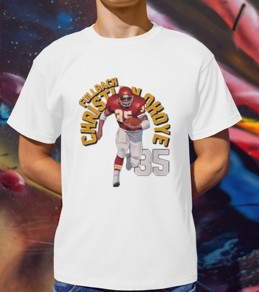 Christian Okoye Kansas City Chiefs Fullback 35 Vintage NFL Football Name ARC T-Shirt