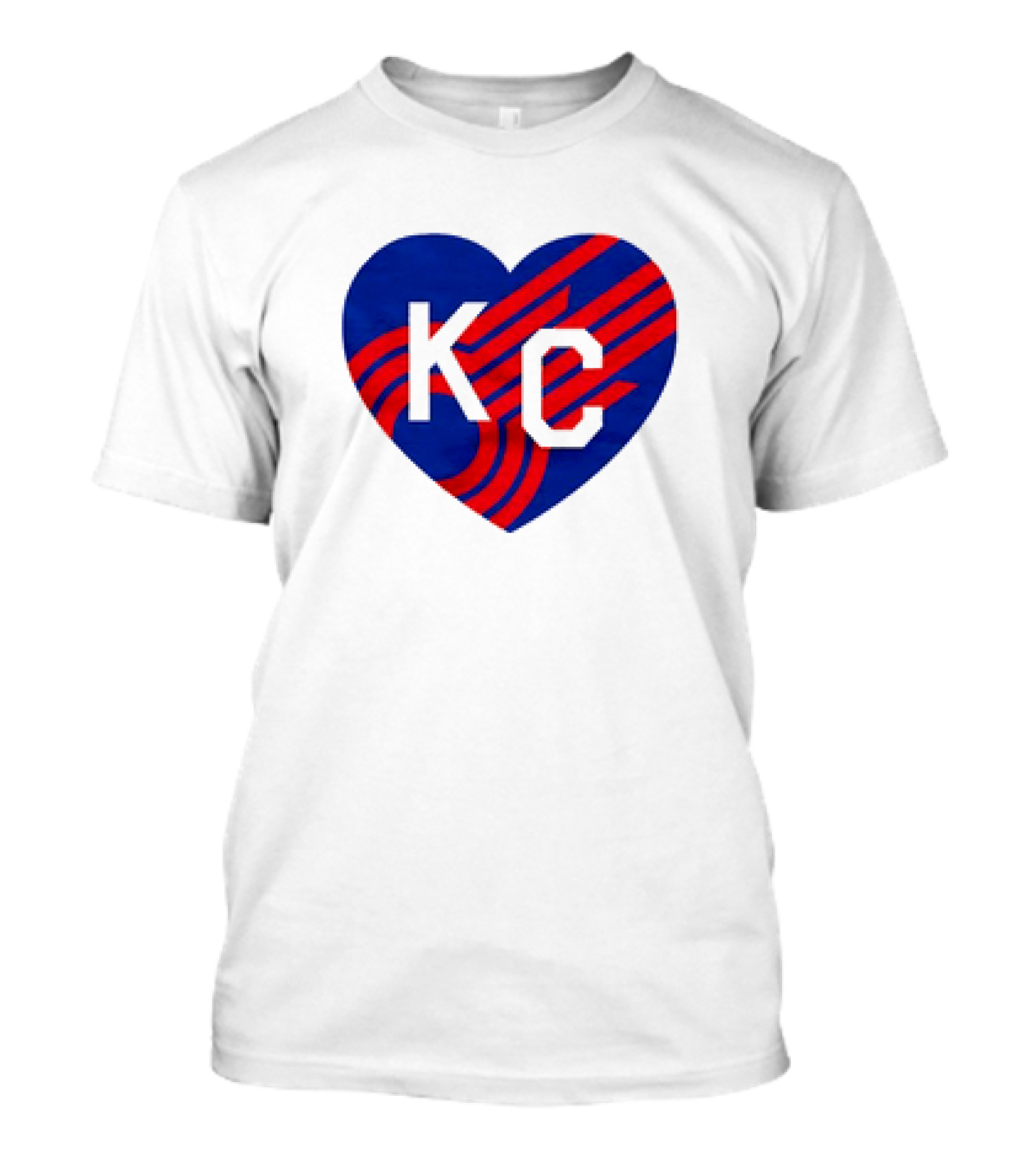 KC Comets Blue Red Striped Heart Love T-Shirt