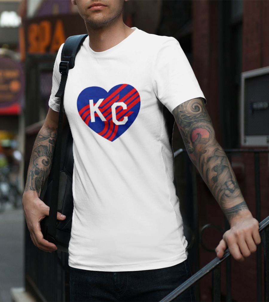 KC Comets Blue Red Striped Heart Love T-Shirt
