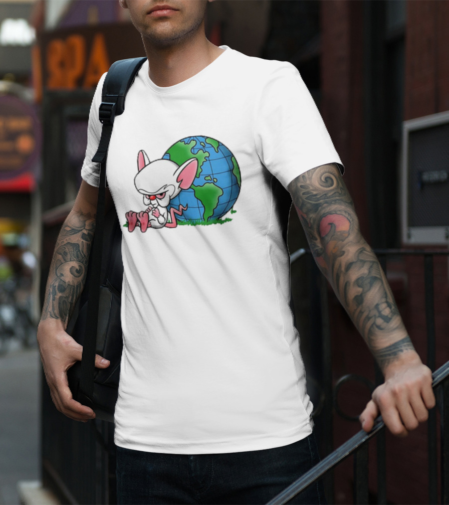 Pinky And The Brain World Domination Plan With Globe T-Shirt