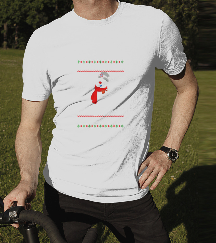 Snowman Santa Hat Red Scarf Christmas T-Shirt
