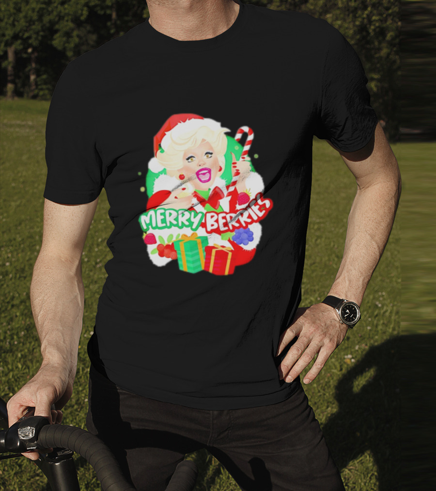 Merry Berries Christmas Santa Hat Candy Cane Gifts T-Shirt