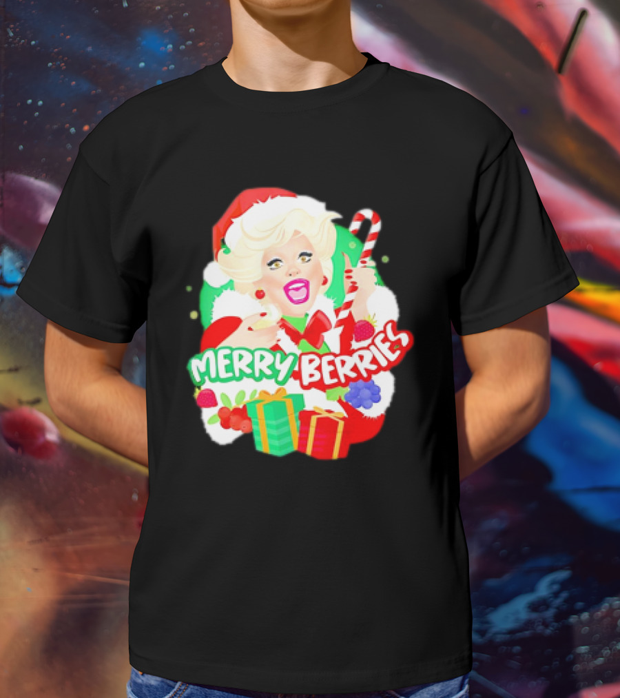 Merry Berries Christmas Santa Hat Candy Cane Gifts T-Shirt