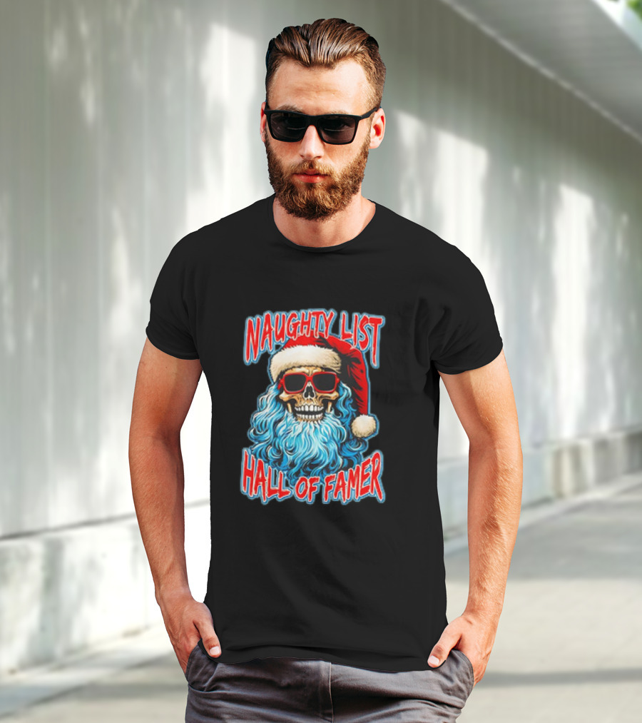 Naughty List Hall Of Famer Santa Claus Skeleton T-Shirt