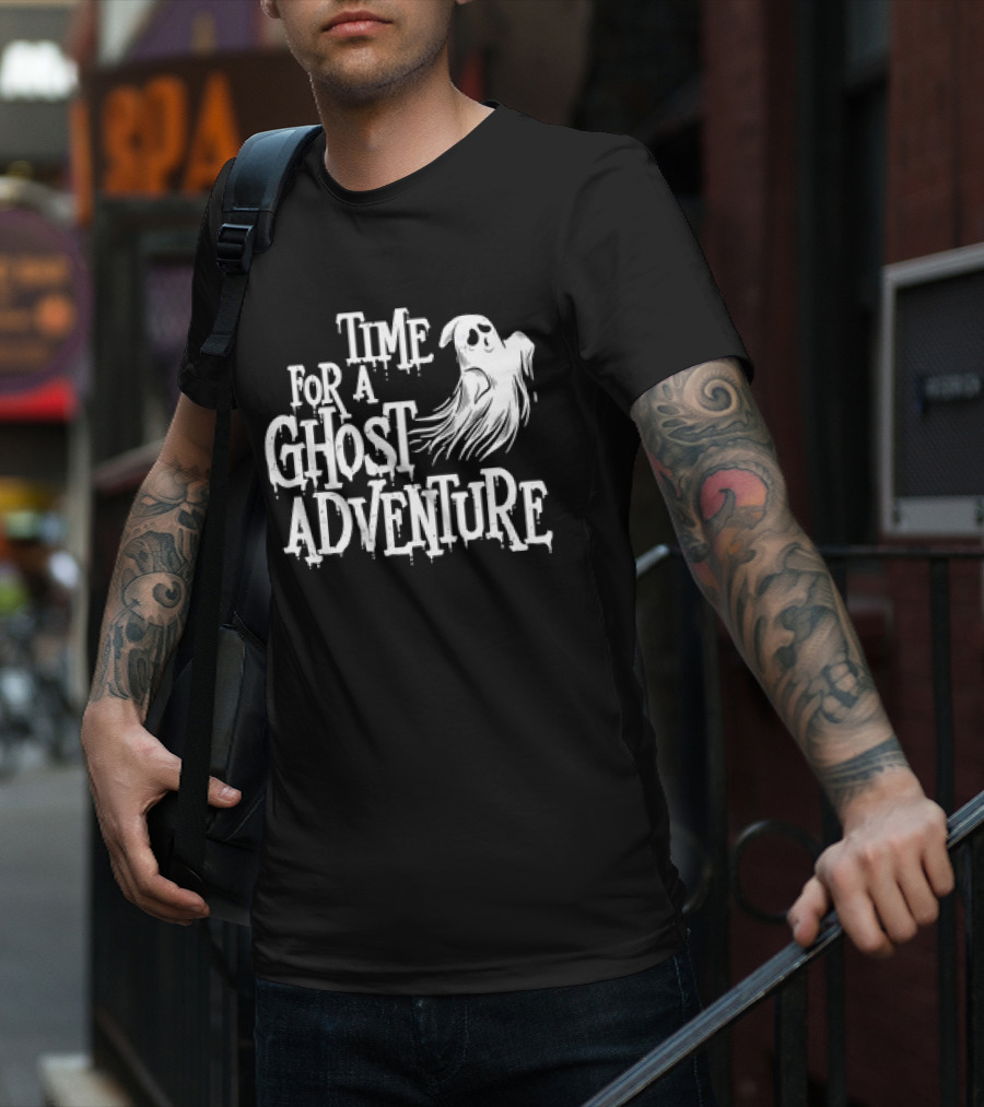 Skeleton Time For A Ghost Adventure With Spooky White Specter T-Shirt