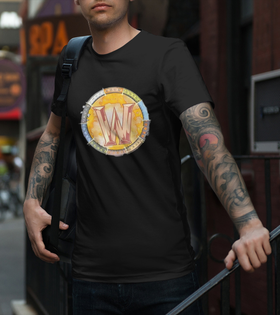 World Of Warcraft Northrend Rune Circle With W Emblem T-Shirt